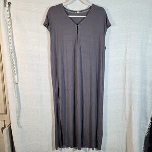 POL Gray Maxi Dress Womens Medium Short Sleeve Minimalist Casual Lounge Boho